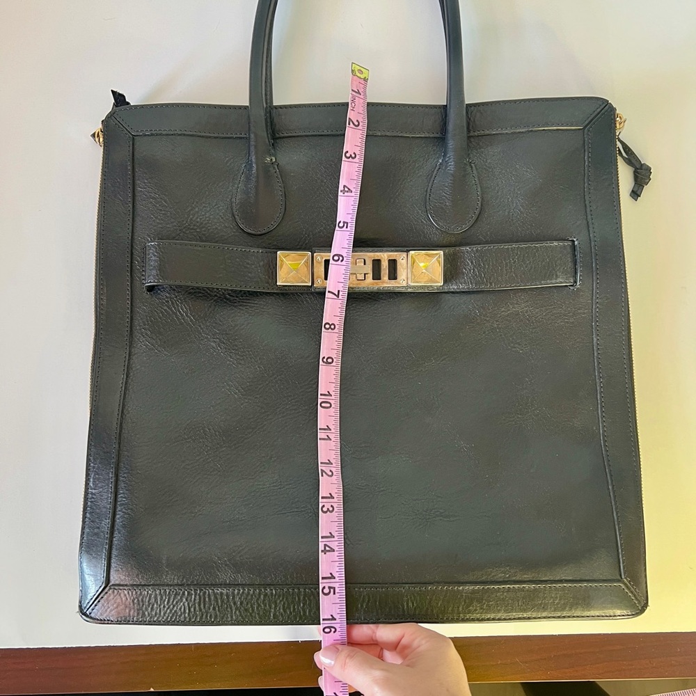 Proenza Schouler PS11 Black Pebble Leather Shoulder Tote 16x16 - Picture 9 of 12